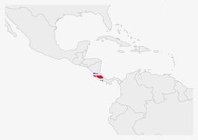 Costa Rica map highlighted in Costa Rica flag colors vector