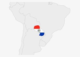 Paraguay map highlighted in Paraguay flag colors vector