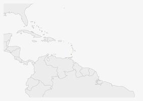 Grenada map highlighted in Grenada flag colors vector