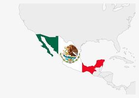 Mexico map highlighted in Mexico flag colors vector