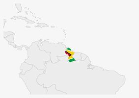 Guyana map highlighted in Guyana flag colors vector