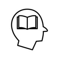 Head line icon illustration with open book. icon illustration related to intelligence, learning, education. Simple vector design editable.
