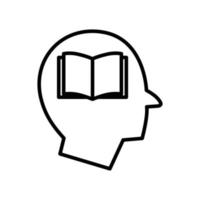 Head line icon illustration with open book. icon illustration related to intelligence, learning, education. Simple vector design editable.