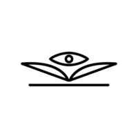 Open book line icon illustration with eye. icon illustration related to seeing, reading. Simple vector design editable.