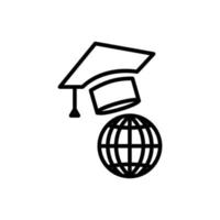 ilustración de icono de línea de graduación con tierra. ilustración de icono relacionada con la educación. diseño vectorial simple editable. vector