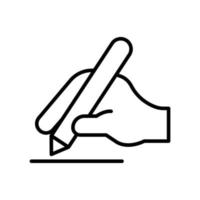 Hand line icon illustration with pen. icon illustration related to write. Simple vector design editable.