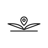 Open book line icon illustration with map. icon illustration related to library location. Simple vector design editable.