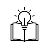 Light bulb line icon illustration with open book. icon illustration related to education idea. Simple vector design editable.