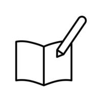 ilustración de icono de línea de pluma con libro abierto. ilustración de icono relacionada con la escritura. diseño vectorial simple editable. vector