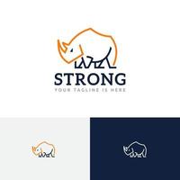 Strong Rhino Rhinoceros Wild Animal Nature Line Style Logo vector