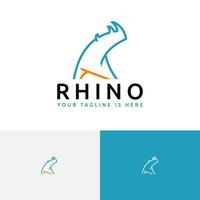 Rhino Rhinoceros Strong Wild Animal Nature Line Style Logo vector