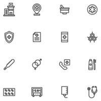 conjunto de iconos en blanco y negro de atención médica vector