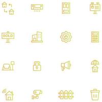 real estate icon set with gradion outline color.. vector