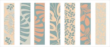 Set of vector bookmarks. Abstract leaves and branches.