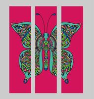 conjunto de marcadores con coloridas mariposas tropicales. vector