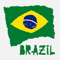 bandera nacional vintage de brasil en estilo de textura grunge de papel rasgado. antecedentes del día de la independencia. aislado en blanco buena idea para placa retro, banner, diseño gráfico de camiseta. vector