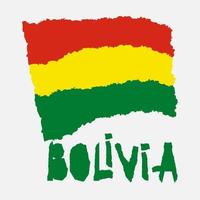 Vintage national flag of Bolivia in torn paper grunge texture style. Independence day background. Isolated on white Good idea for retro badge, banner, T-shirt graphic design. vector