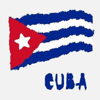 Vintage national flag of Cuba in torn paper grunge texture style. Independence day background. Isolated on white Good idea for retro badge, banner, T-shirt graphic design. vector