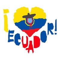 amor ecuador, america. bandera nacional vintage en silueta de estilo de textura de grunge de papel rasgado de corazón. antecedentes del día de la independencia. buena idea para insignia retro, pancarta, diseño gráfico de camisetas. vector