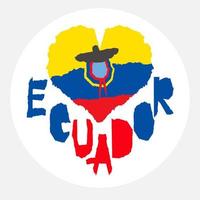 Love Ecuador, America. Vintage national flag in silhouette of heart Torn paper grunge texture style. Independence day background. Good idea for retro badge, banner, T-shirt graphic design. vector