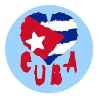 Love Cuba, America. Vintage national flag in silhouette of heart Torn paper grunge texture style. Independence day background. Good idea for retro badge, banner, T-shirt graphic design. vector