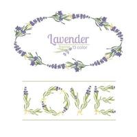 eslogan tipográfico con texto de flor de lavanda amor por la impresión de camisetas, bordado, diseño. camiseta gráfica e impresa vector