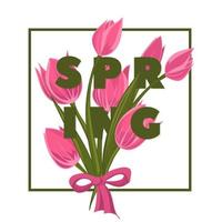 Spring floral background with beautiful bouquet of tulips flower vector