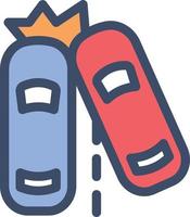 Ilustración de vector de accidente de coche en un fondo. Símbolos de calidad premium. Iconos vectoriales para concepto y diseño gráfico.