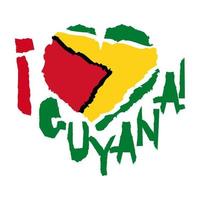 Love Guyana, America. Vintage national flag in silhouette of heart Torn paper grunge texture style. Independence day background. Good idea for retro badge, banner, T-shirt graphic design. vector