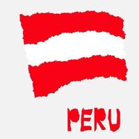 Vintage national flag of Peru in torn paper grunge texture style. Independence day background. Isolated on white Good idea for retro badge, banner, T-shirt graphic design. vector