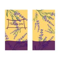 Set invitation cards with flower frame Lavender vector