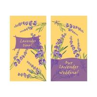 Set invitation cards with flower frame Lavender vector