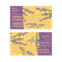 Set invitation cards with flower frame Lavender vector