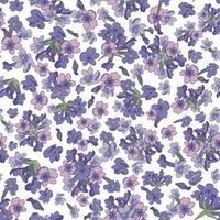 Modern watercolor style seamless pattern with lavender, texture background. Botanical illustration. vector