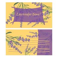 Set invitation cards with flower frame Lavender vector