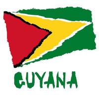 Vintage national flag of Guyana in torn paper grunge texture style. Independence day background. Isolated on white Good idea for retro badge, banner, T-shirt graphic design. vector