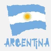 Vintage national flag of Argentina in torn paper grunge texture style. Independence day background. Isolated on white Good idea for retro badge, banner, T-shirt graphic design. vector