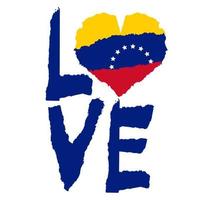 amor venezuela, america. bandera nacional vintage en silueta de estilo de textura de grunge de papel rasgado de corazón. antecedentes del día de la independencia. buena idea para insignia retro, pancarta, diseño gráfico de camiseta. vector