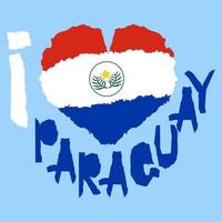 amor paraguay, américa. bandera nacional vintage en silueta de estilo de textura de grunge de papel rasgado de corazón. antecedentes del día de la independencia. buena idea para insignia retro, pancarta, diseño gráfico de camiseta. vector