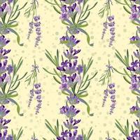 Seamless Lavender flowers background. Botanical illustration. vector