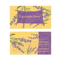 Set invitation cards with flower frame Lavender vector