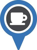 Ilustración de vector de ubicación de café en un fondo. Símbolos de calidad premium. Iconos vectoriales para concepto y diseño gráfico.