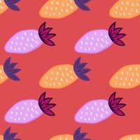 Fresas dibujadas a mano wallpaper.doodle patrón sin fisuras de fresa. telón de fondo de frutas. vector