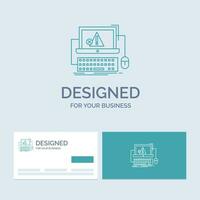 Computer. crash. error. failure. system Business Logo Line Icon Symbol for your business. Turquoise Business Cards with Brand logo template vector