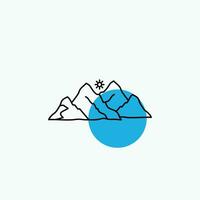 mountain. landscape. hill. nature. scene Line Icon vector