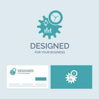 Business. engineering. management. process Business Logo Glyph Icon Symbol for your business. Turquoise Business Cards with Brand logo template. vector