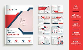 Multipurpose 16 pages company profile brochure design template layout, creative business brochure design. vector