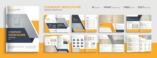 16 Page company profile brochure template with minimalist corporate brochure design layout vector