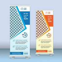 Roll-up banner template, healthcare roll-up banner, medical x banner template vector