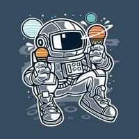 astronauta con ilustración de helado vector